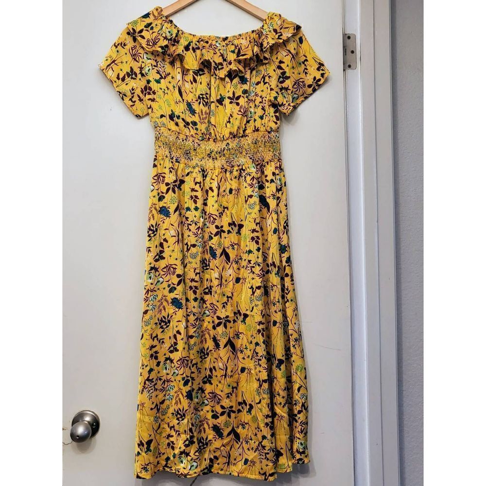 NWOT Lapis Anthropology Boho Cottagecore Flowy Feminine Floral Ruffle Sundress - Picture 2 of 6